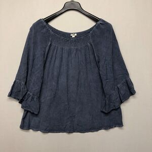 NWT Spense Women Bell Sleeve Round Neck Blouse Top Shirt Size Large Blue B272 16